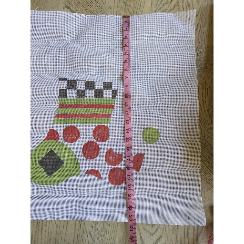 Needlepoint Canvas Christmas Stocking New Hand Painted Needlepoint Canvas Huge - Picture 6 of 9
